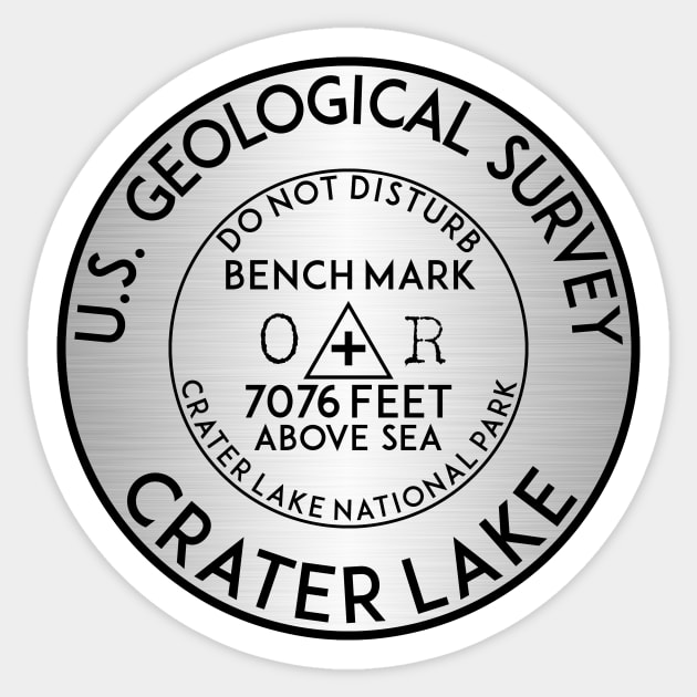 Crater Lake Oregon Bench Mark Benchmark USGS Park Sticker by heybert00